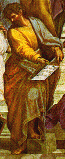 Detalhe da 'Escola de Atenas' de Rafael:
Parménides (ou Xenócrates ou Aristóxenes)